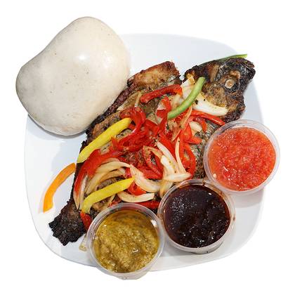 Banku with Grilled Full Tilapia
